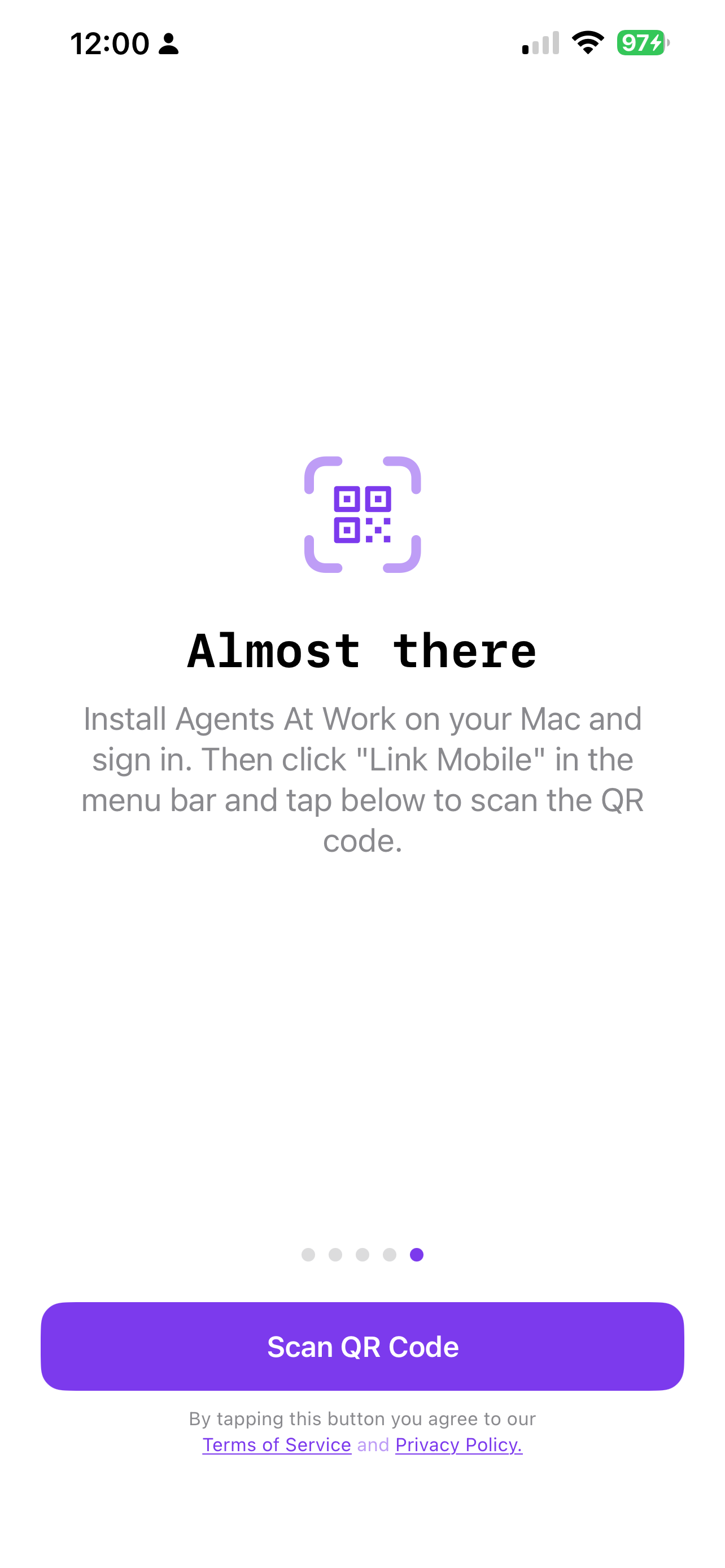 Onboarding — scan QR code
