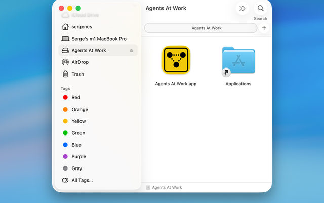 Drag AgentsAtWork.app into the Applications folder