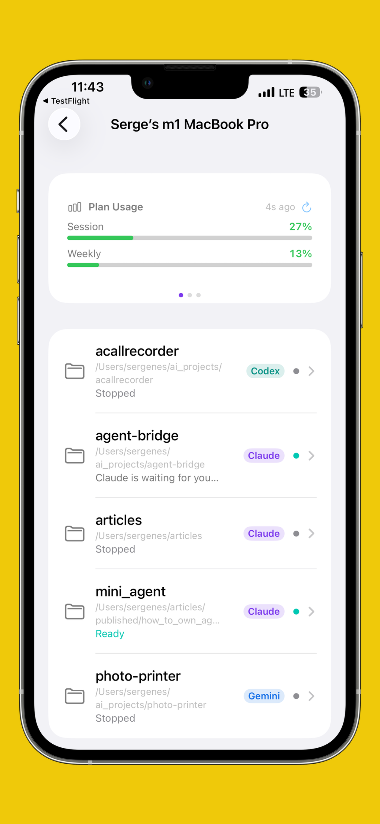 Live conversation across the projects